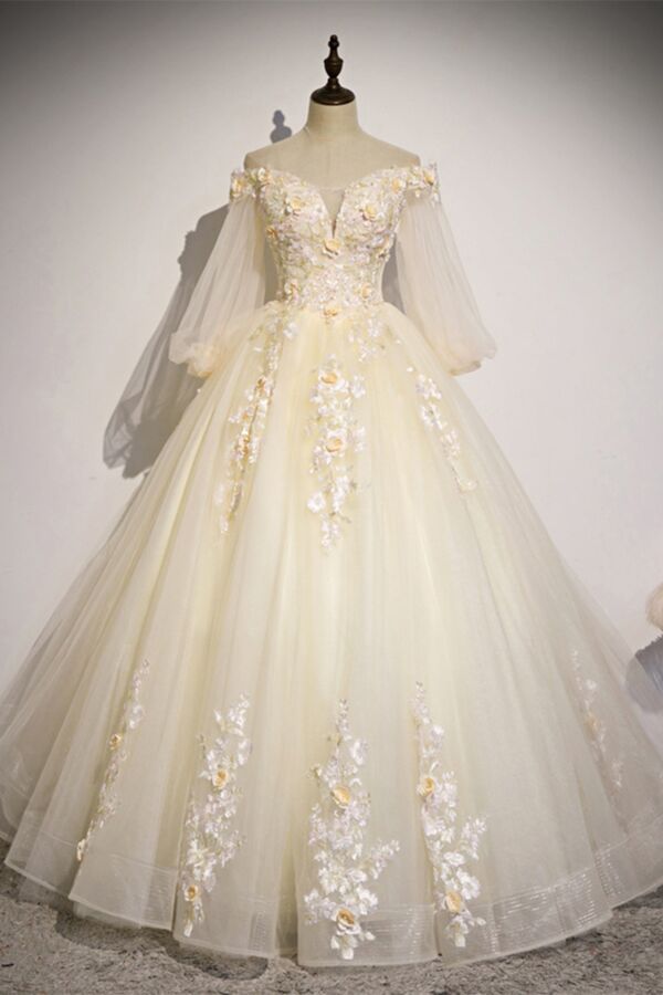 Aurelia Floral-Embroidered Ballgown