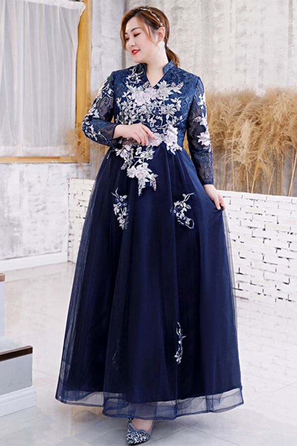 Midnight Magnolia Embroidered Tulle Gown