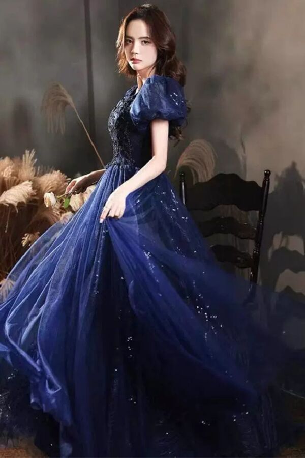 Moonshadow Lace-Bodice Evening Dress