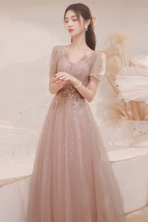 Mauve Moonlight Glitter A-Line Dress
