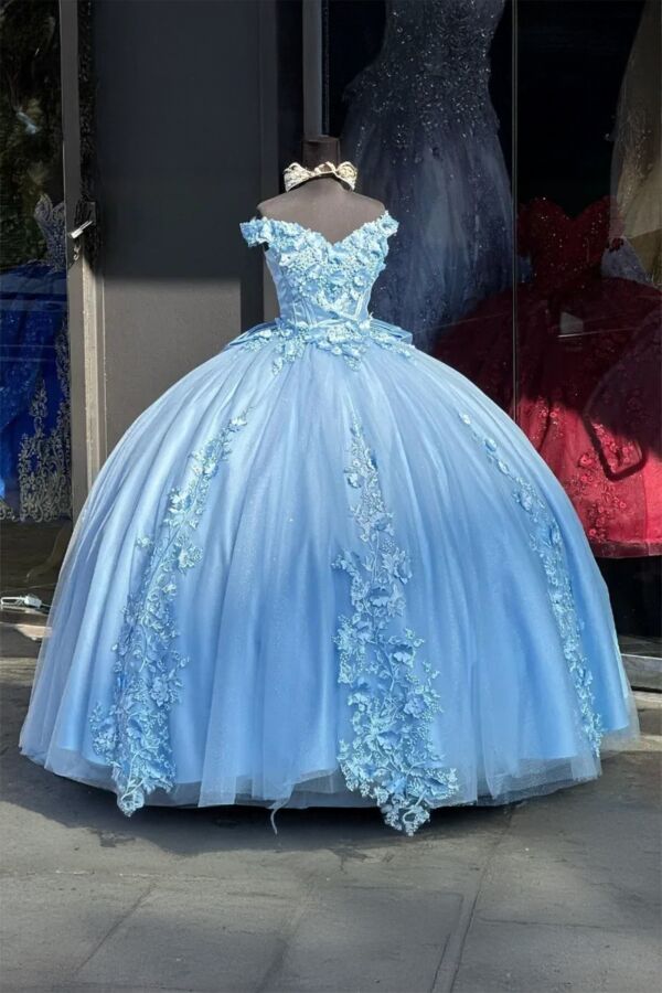 Moonlit Garden – Blue Embroidered Gown