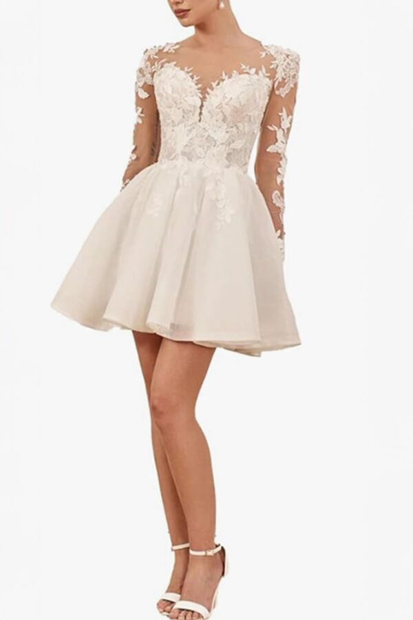 Ethereal Grace – Lace Long-Sleeve Dress