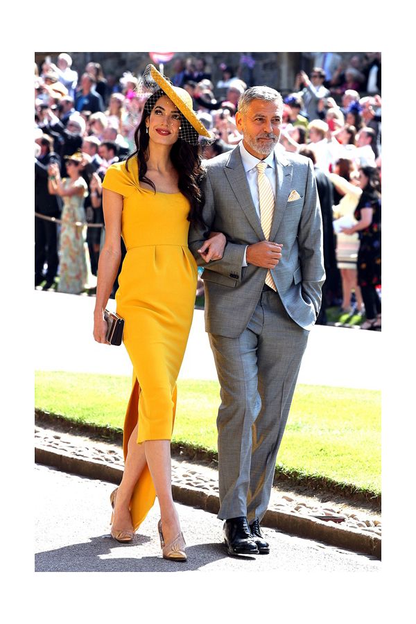 Sunshine Elegance Amal Clooney Inspired Yellow Asymmetrical Midi Sheath Celebrity Formal Prom Dress Royal Wedding