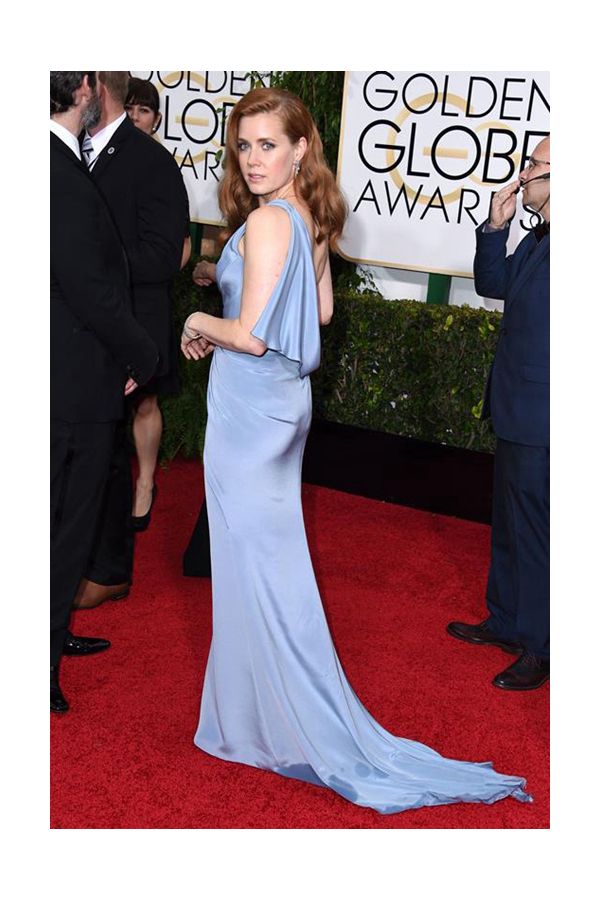 Amy Adams Blue One-shoulder Formal Evening Celebrity Dress Golden Globes 2015