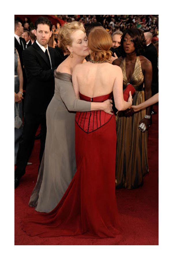 Amy Adams Red Strapless Chiffon Formal Prom Celebrity Evening Dress Oscars 2009