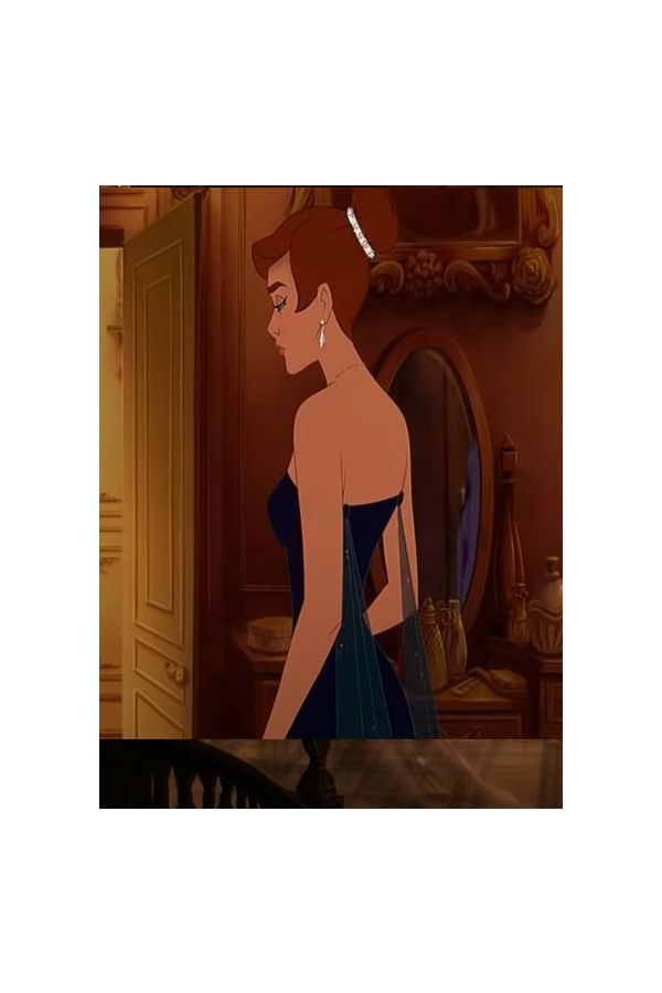 Anastasia Blue Velvet Dress with Draped Sequin Train Disney Cartoon Movie Costumes Cosplay