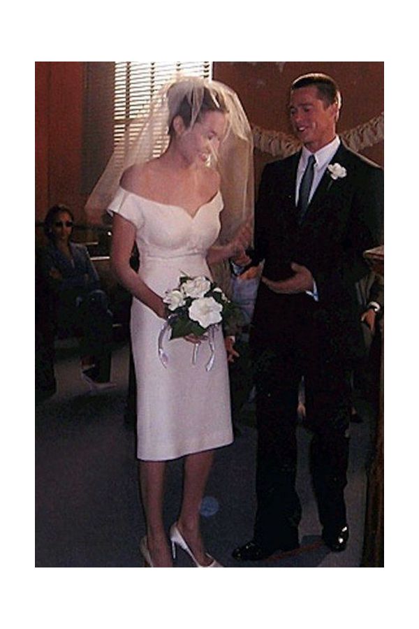 Angelina Jolie Inspired Short White Off-the-shoulder Wedding Dress Mr and Mrs Smith