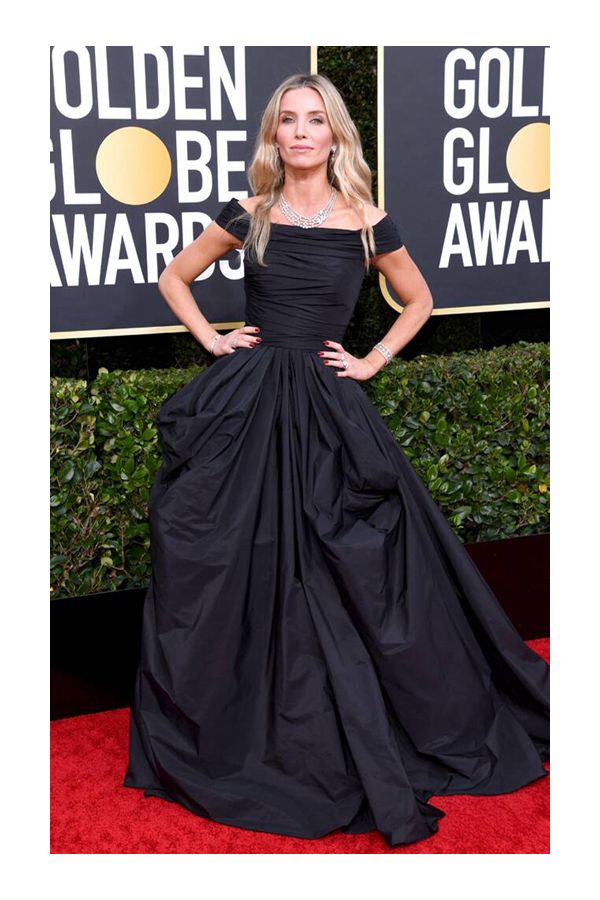 Annabelle Wallis Black Off-the-shoulder Ball Gown Prom Dress Golden Globes 2020