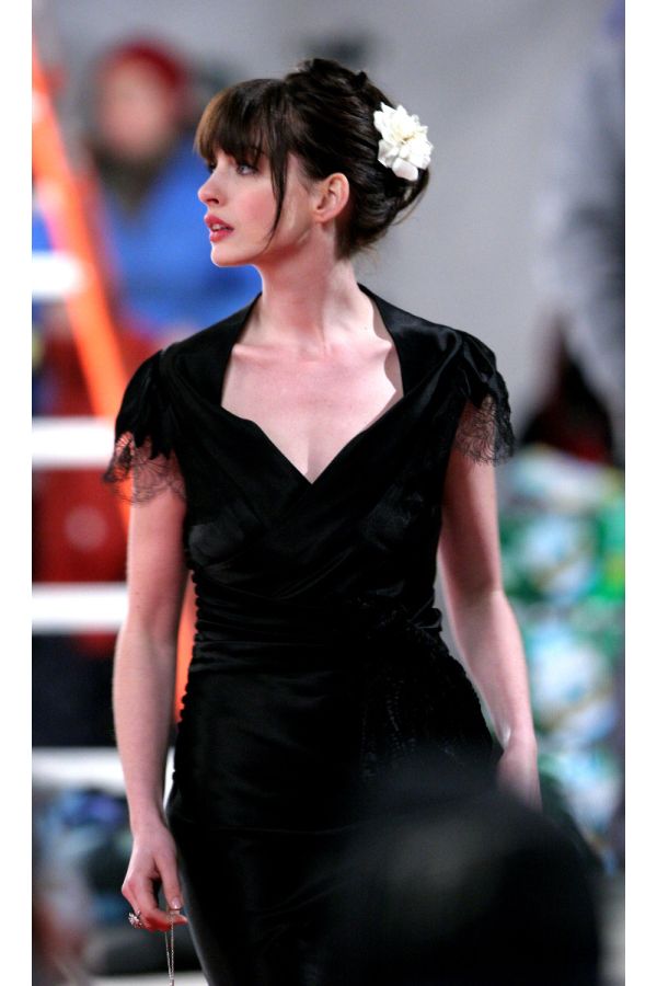 Anne Hathaway Inspired Black Evening Dress in Movie "The Devil Wears Prada"