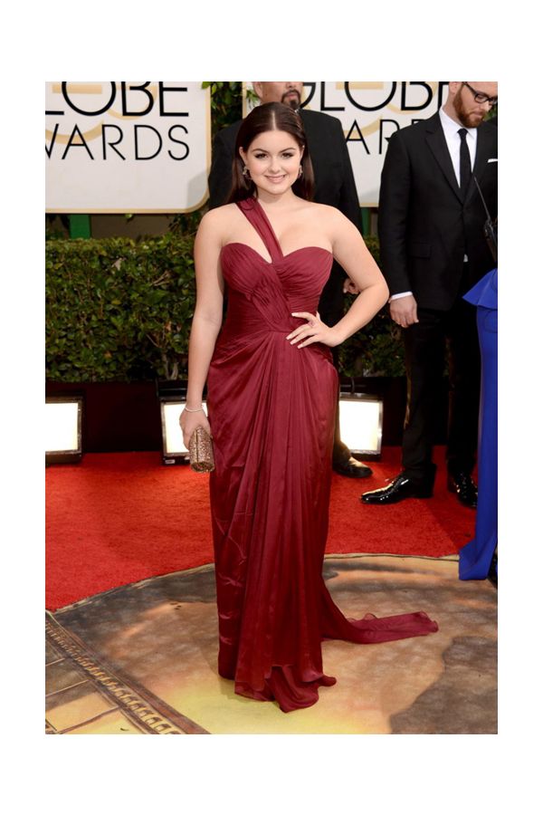 Ariel Winter Burgundy One-shoulder Formal Prom Celebrity Dress Golden Globes 2014