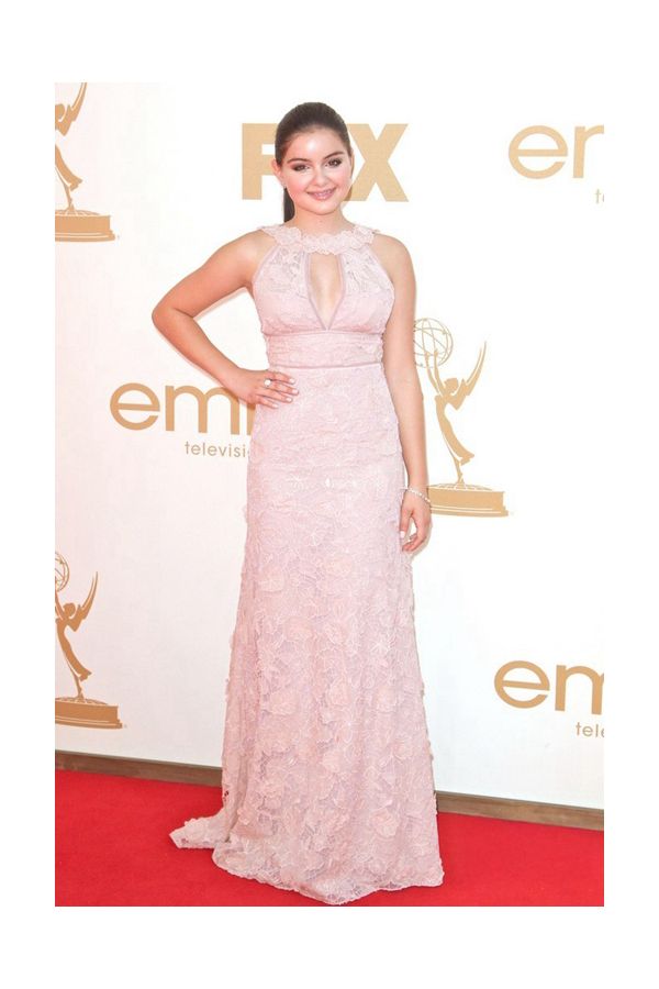 Ariel Winter Pink Lace Long Formal Prom Celebrity Dress Emmys 2011