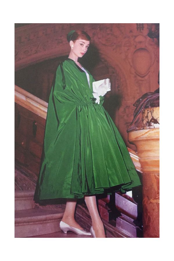 Audrey Hepburn Inspired Emerald Green Evening Coat Dress "Funny Face" Costume