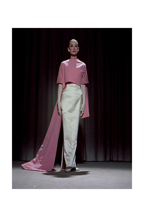 Audrey Hepburn Pink and White 1950s Celerity Formal Dress in Movie "Funny Face"