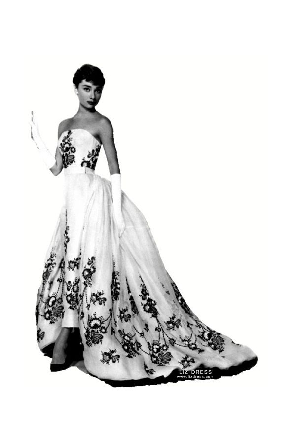 Eternal Grace – Sabrina–Inspired Ivory Embroidered Strapless High-Low Ball Gown 