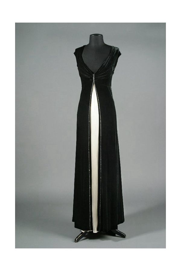 Barbra Streisand Inspired Black and White Off-the-shoulder Velvet Dress "The Concert"