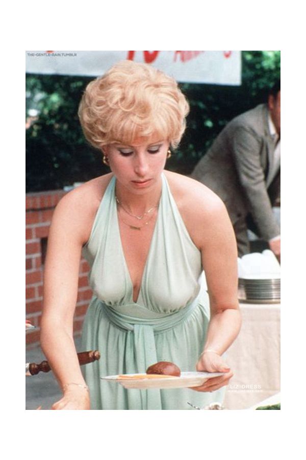 Barbra Streisand Short Mint Green Halter Chiffon Celebrity Dress in Movie "All Night Long"