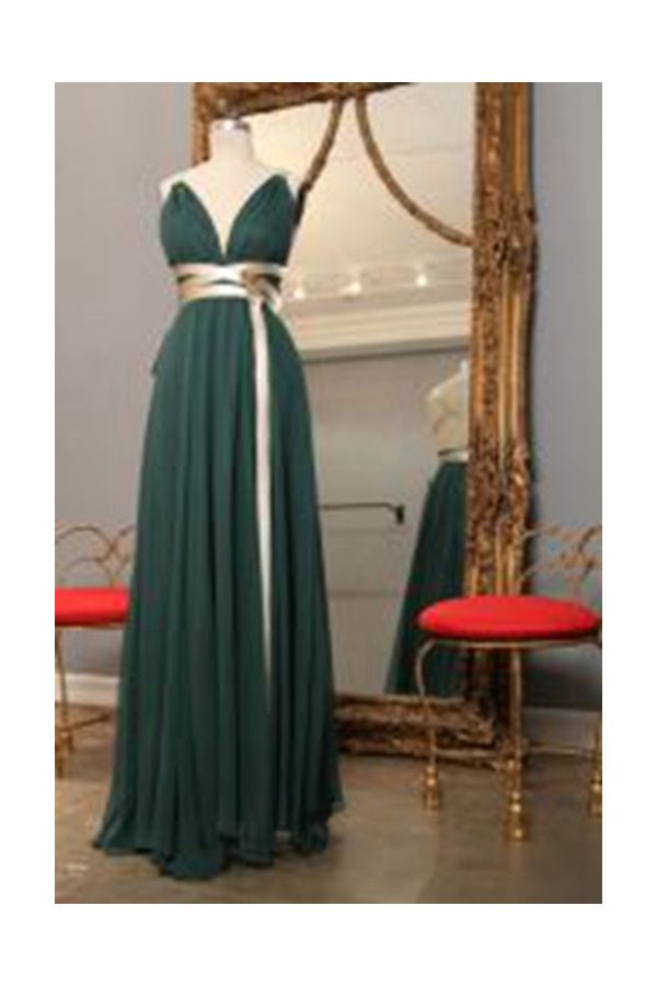 Bay Kennish Blue Chiffon V Neck Backless A Line Prom Dress Switched at Birth