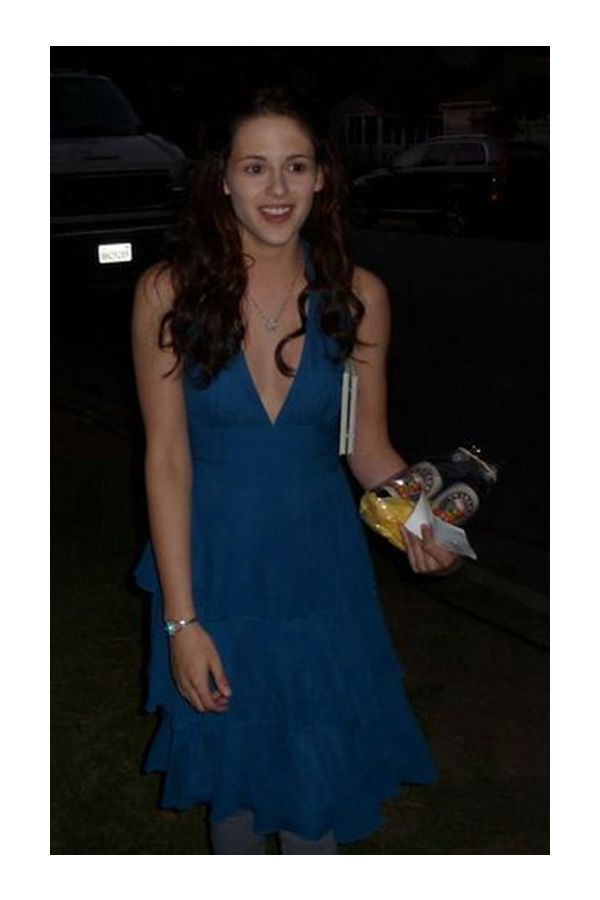 Bella Swan Blue Halter Chiffon Tiered Celebrity Prom Party Dress in Movie "Twilight"