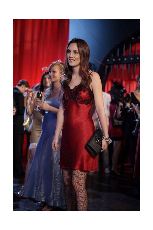 Leighton Meester as Blair Waldorf Short Red Slip Dress in Gossip Girl