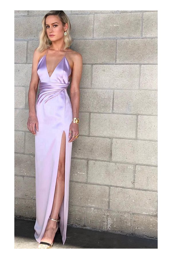 Lavender Radiance – Avengers Premiere–Inspired Lilac Satin Backless Slip Gown