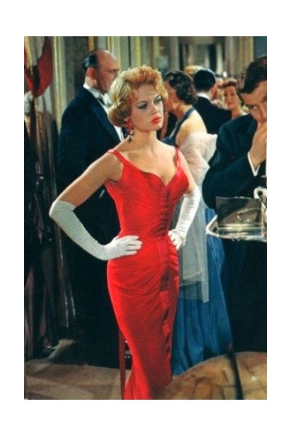 Brigitte Bardot Red Vintage Celebrity Evening Dress in Movie Une Parisienne 1957