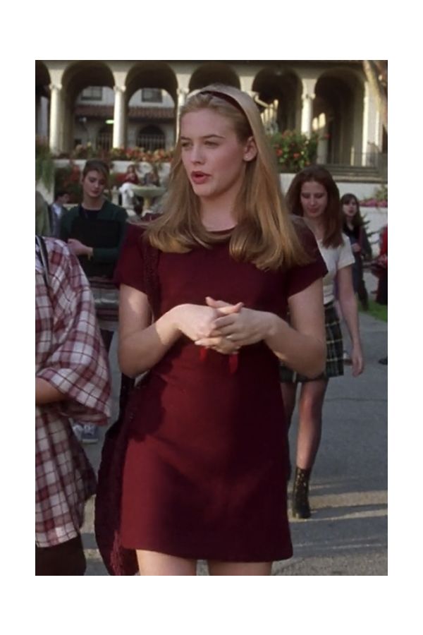 Alicia Silverstone Cher Short Burgundy Dress in Movie Clueless