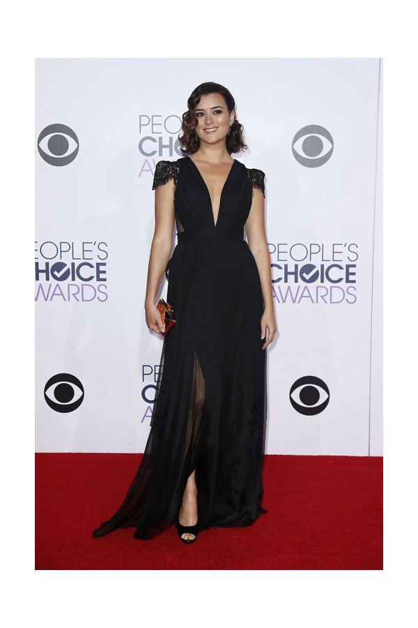 Midnight Elegance – Cote de Pablo Inspired Black Sheer Formal Dress
