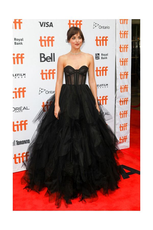 Dakota Johnson Black Strapless Ball Gown Formal Dress 'The Friend' Premiere