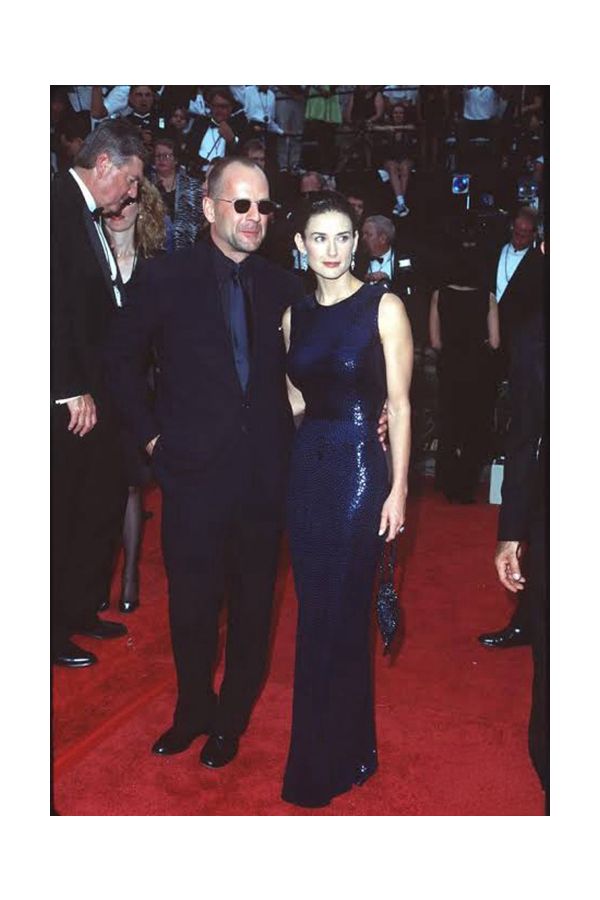 Demi Moore Navy Sequin Sleeveless Sheath Celebrity Dress Emmys 1997