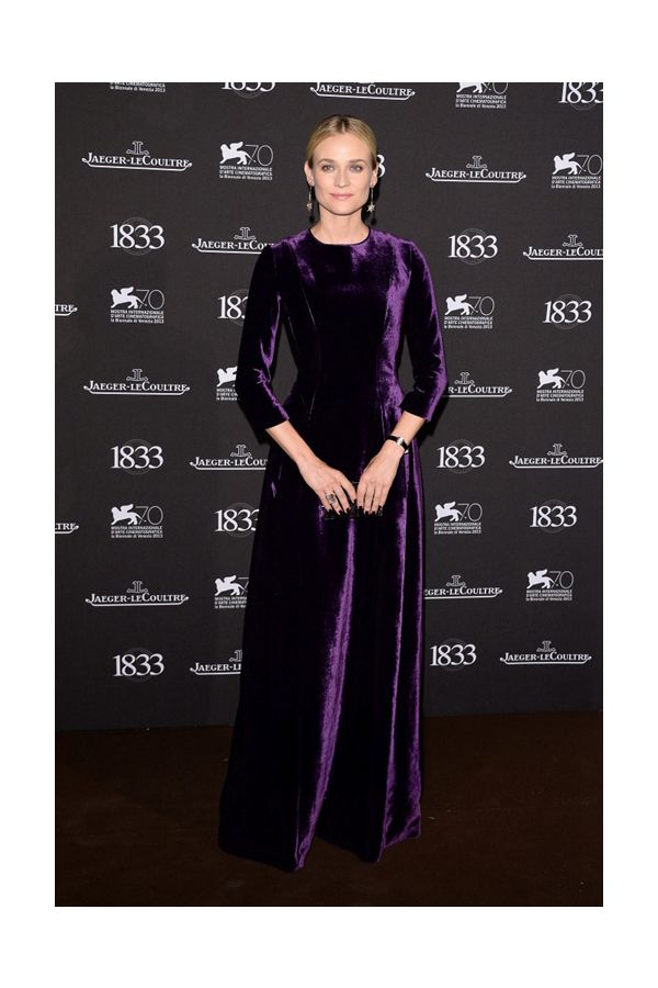 Diane Kruger Purple Velvet Long-sleeve Formal Dress Jaeger-LeCoultre Gala
