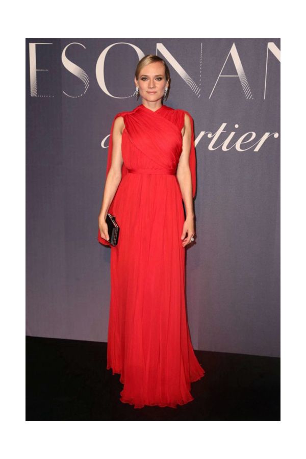 Diane Kruger Red Chiffon Formal Prom Celebrity Dress Cartier High Jewelry Launch