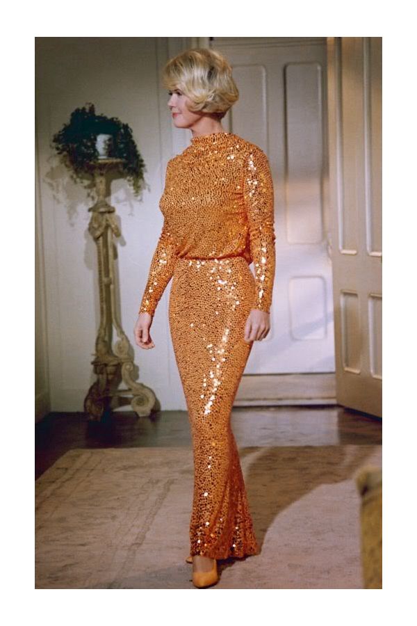 Golden Glamour – Doris Day Inspired Orange Sequin Gown