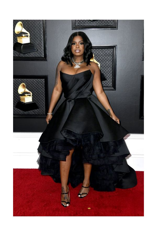 Dreezy Black Strapless Satin High-low Formal Prom Celebrity Dress Grammys 2020