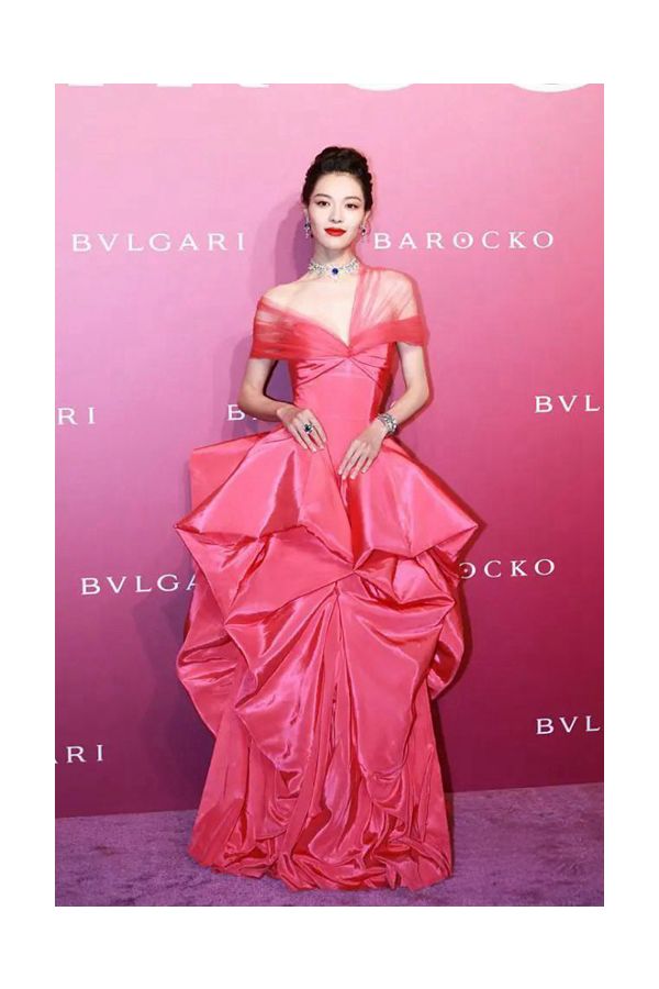 Elaine Zhong Chuxi Inspired Pink Off-the-shoulder Gown Celebrity Formal Prom Dress