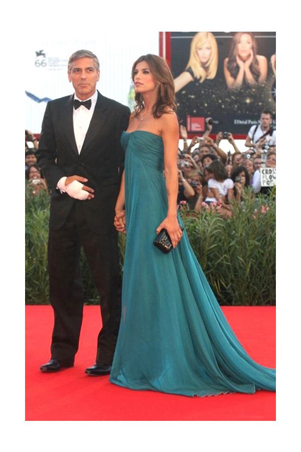 Venice Dream – Elisabetta Canalis Teal Strapless Chiffon Gown