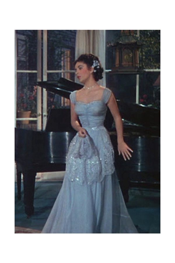 Elizabeth Taylor Blue 1950s Vintage Celebrity Formal Dress in Movie "A Date with Judy"