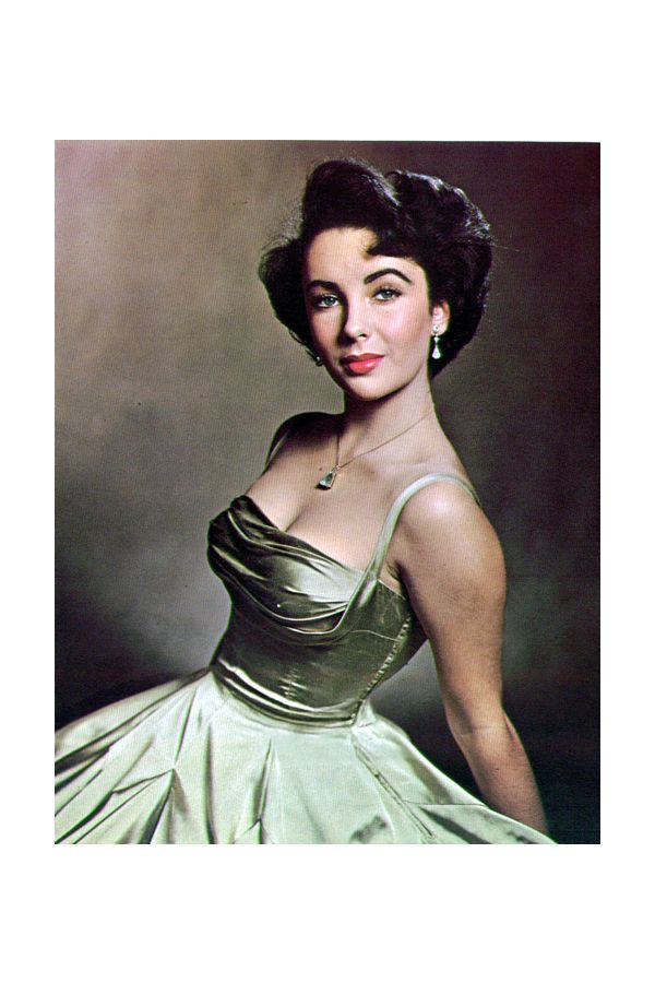 Vintage Allure – Green Satin 1950s Celebrity Dress Inspired by Elizabeth Taylor