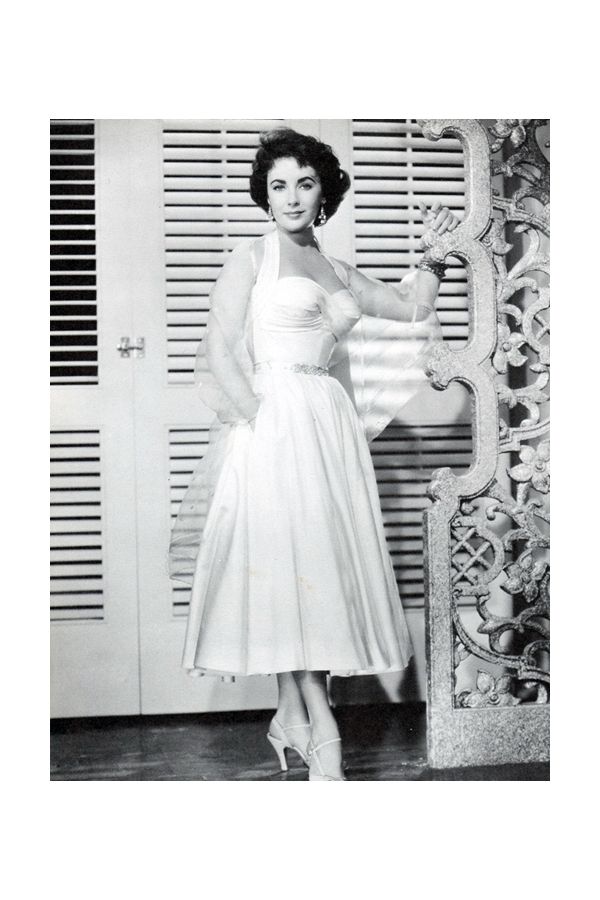 Elizabeth Taylor White Halter Vintage 1950s Dress