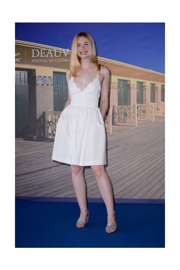 Elle Fanning Inspired Little White Cocktail Party Homecoming Celebrity Dress