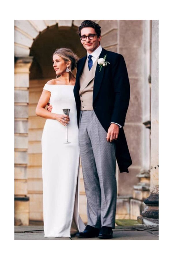 Ellie Goulding Inspired White Off-the-shoulder Celebrity Wedding Dress with Slit