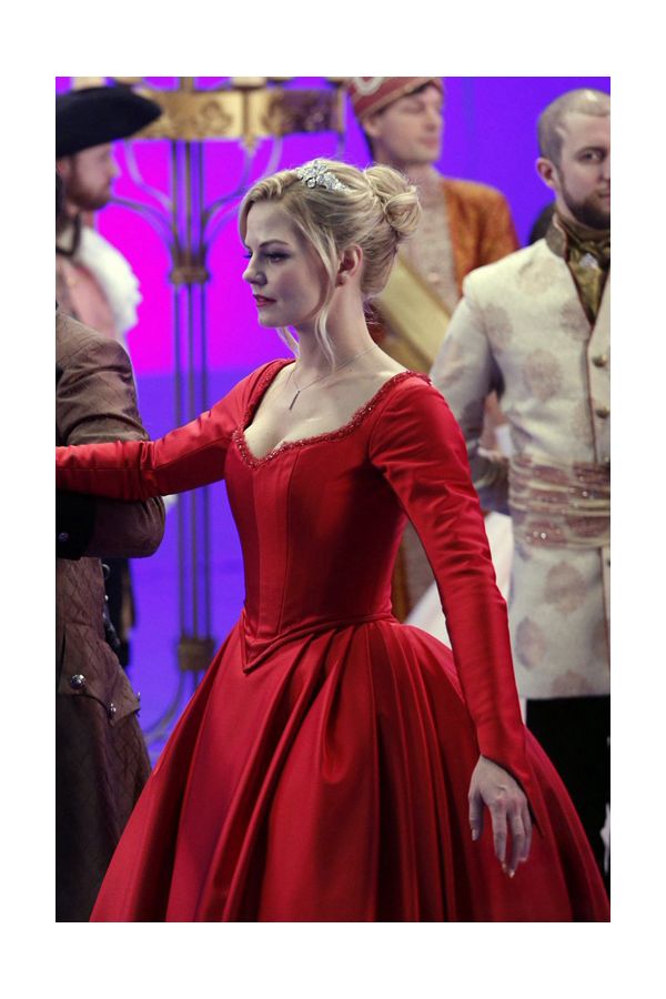 Jennifer Morrison Emma Swan Red Long-sleeve Ball Gown Dress Once Upon a Time