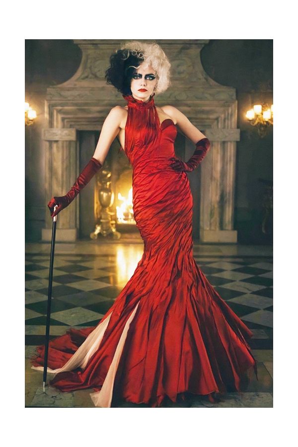 Emma Stone Red Dress Cruella Costume