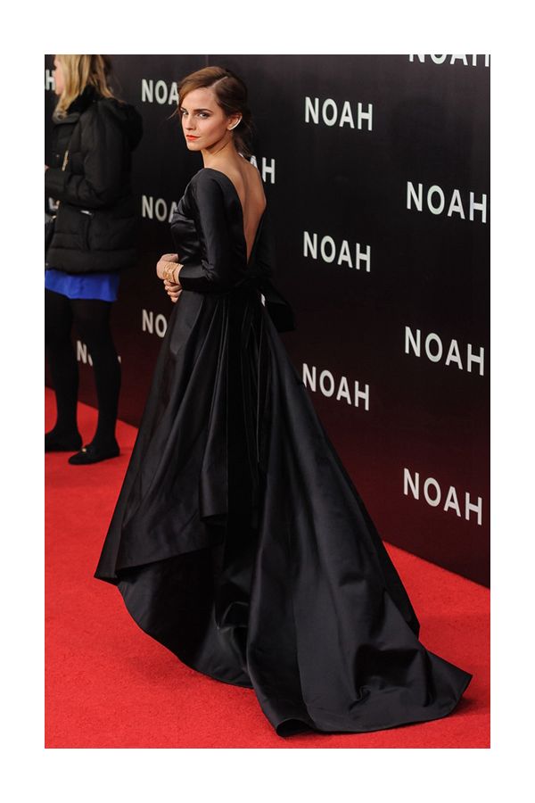 Midnight Reverie – Black Satin Long-Sleeve Backless A-Line Gown