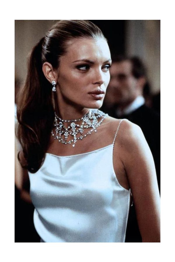 Esther Canadas White Spaghetti Straps Satin Backless Dress "The Thomas Crown Affair"