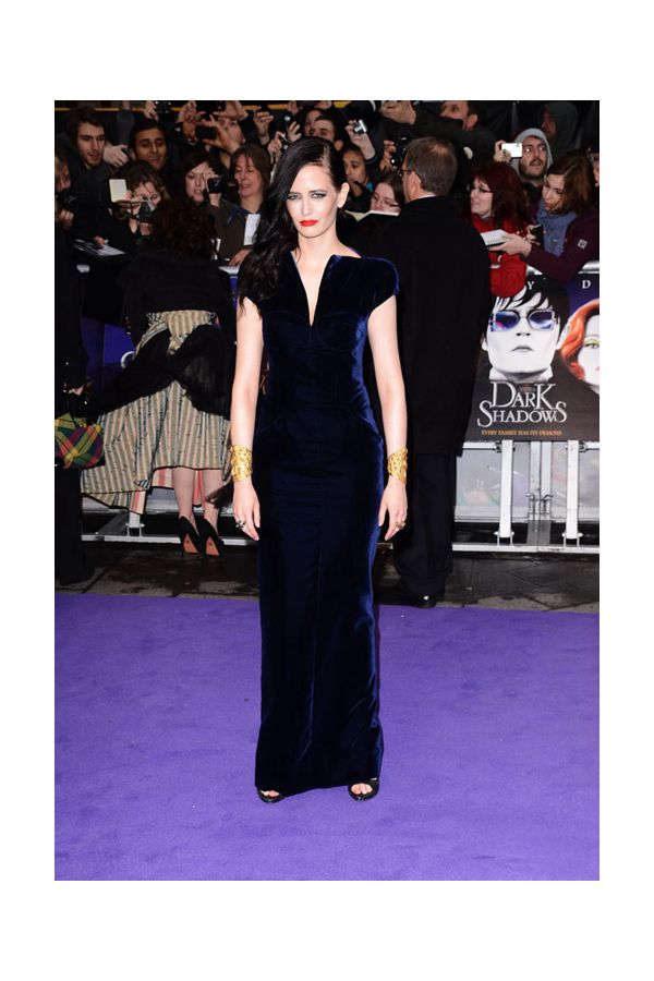 Eva Green Navy Blue Velvet Celebrity Formal Evening Dress Dark Shadows Premiere