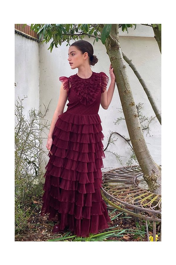 Florence Hunt Inspired Burgundy Celebrity Formal Prom Dress SAG Awards 2021