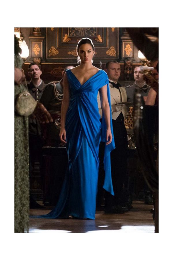 Gal Gadot Blue Formal Dress in Movie "Wonder Woman" Costume