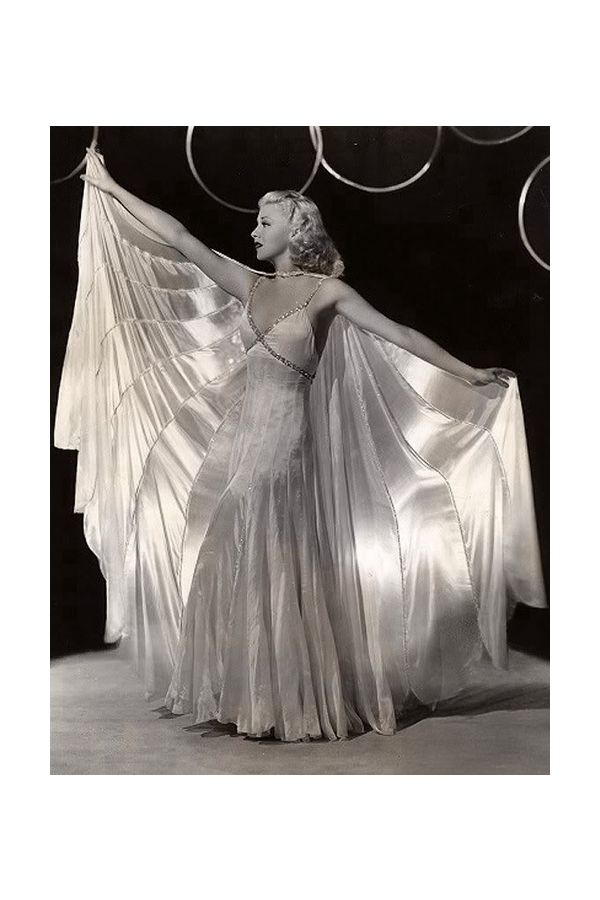Ginger Rogers White Dress with Cape in Movie "Swing Time"