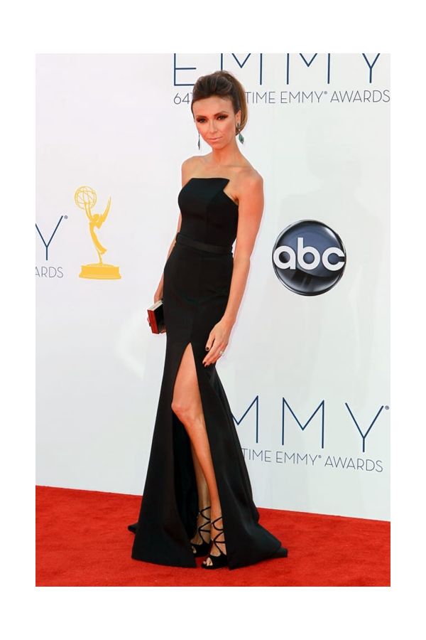 Giuliana Rancic Inspired Black Strapless Mermaid Evening Dress with Slit Emmys 2012