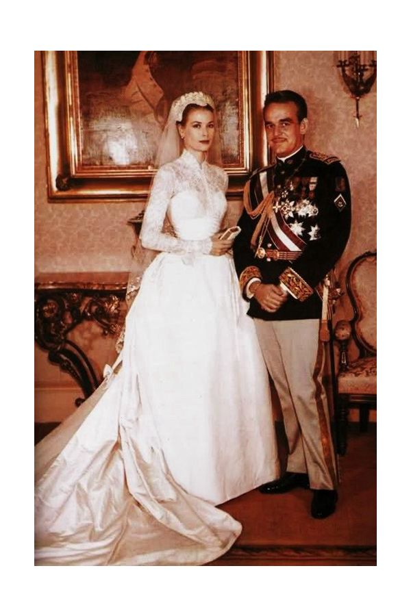 Grace Kelly Inspired High Neck Lace Celebrity Wedding Gown